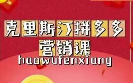 克里斯汀《拼多多运营课》适合小白初涉平台,低成本入门-课程网