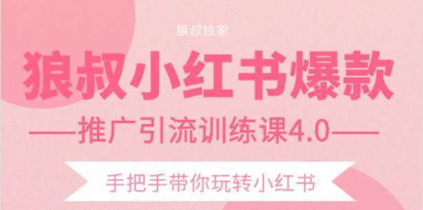 狼叔小红书爆款推广引流训练课4.0,手把手带你玩转小红书-课程网