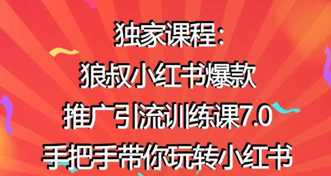 狼叔小红书爆款推广引流训练课7.0,手把手带你玩转小红书-课程网