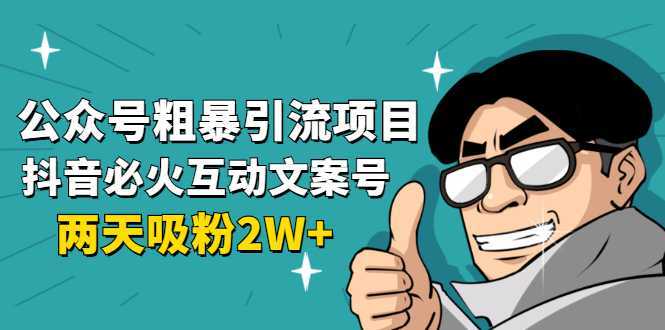 公众号粗暴引流项目:抖音必火互动文案号,两天吸粉2W+(可持续操作)-课程网