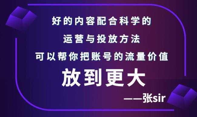 张sir账号流量增长课,告别海王流量,让你的流量更精准-课程网