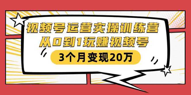 视频号运营实操训练营:从0到1玩赚视频号,3个月变现20万-课程网