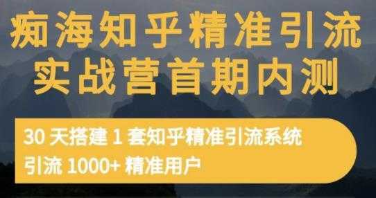 痴海知乎精准引流实战营1-2期,30天搭建1套知乎精准引流系统,引流1000+精准用户-课程网