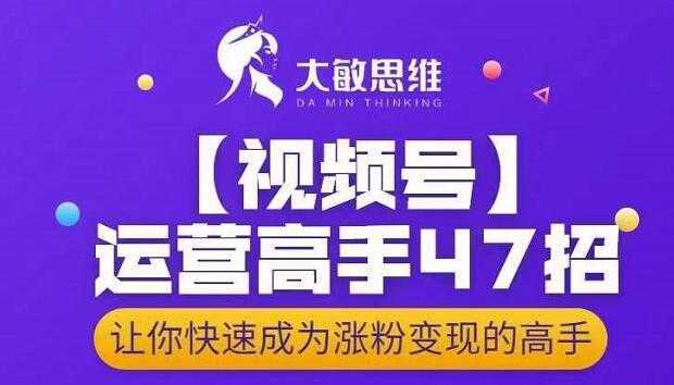 大敏思维-视频号运营高手47招,让你快速成为涨粉变现高手-课程网