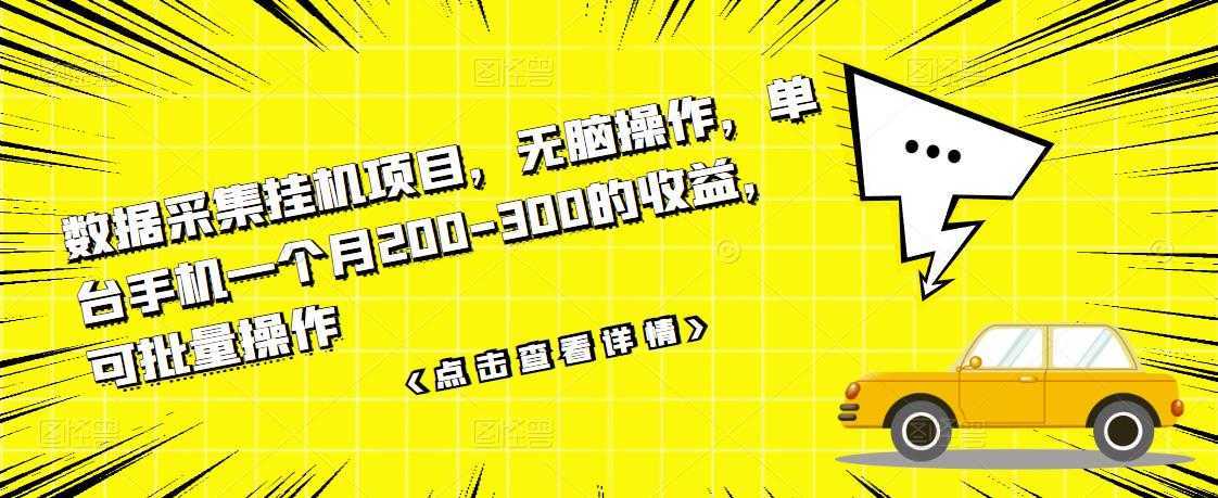 数据采集挂机项目,无脑操作,单台手机一个月200-300的收益,可批量操作-课程网