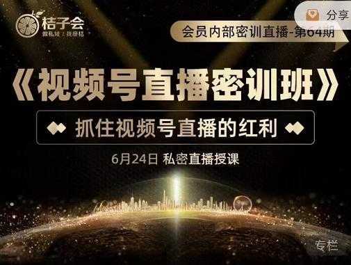 桔子会《视频号直播密训班》,抓住视频号直播的红利 价值12800-课程网