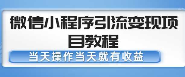 微信小程序引流变现项目教程,当天操作当天就有收益,变现不再是难事-课程网