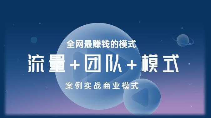 王冲老师《流量+团队+模式》商业模式实战课,全网最赚钱的模式-课程网