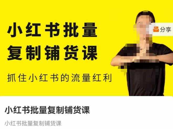 张宾·小红书批量复制铺货课,抓住小红书的流量红利 (更新2023年2月)-课程网