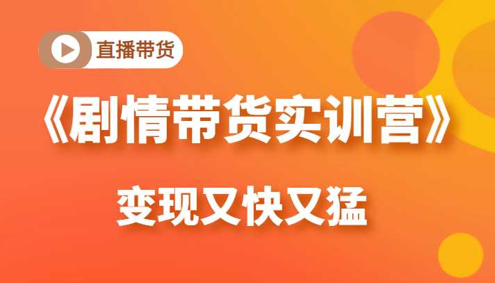 《剧情带货实训营》目前最好的直播带货方式,变起现来是又快又猛(价值980元)-课程网
