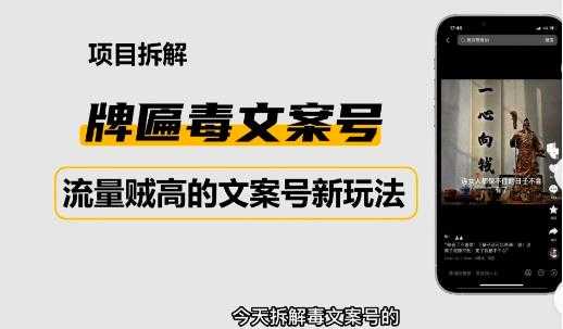 2023抖音快手毒文案新玩法,牌匾文案号,起号快易变现-课程网