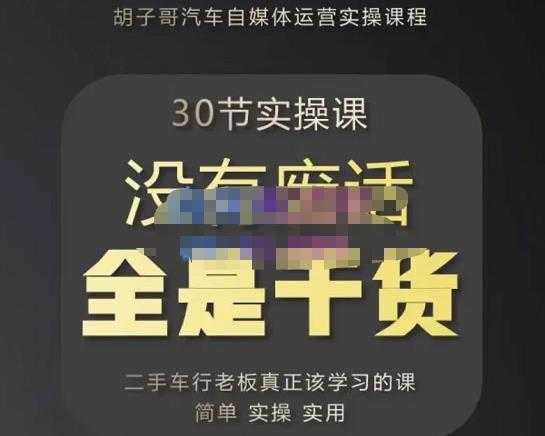 胡子哥·汽车自媒体运营实操课,汽车新媒体二手车短视频运营教程-价值8888元-课程网