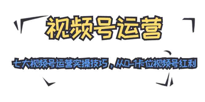 视频号运营:七大视频号运营实操技巧,从0-1卡位视频号红利-课程网