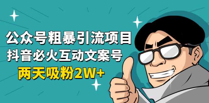 公众号粗暴引流项目:抖音必火互动文案号,两天吸粉2W+(可持续操作)-课程网
