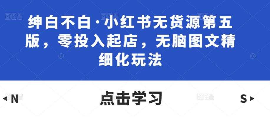 绅白不白·小红书无货源第五版,零投入起店,无脑图文精细化玩法-课程网
