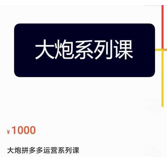 大炮拼多多运营系列课,各类玩法合集,拼多多运营玩法实操-课程网