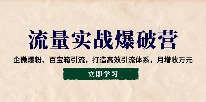 流量实战爆破营:百宝箱引流,打造高效引流体系,月增收万元-课程网