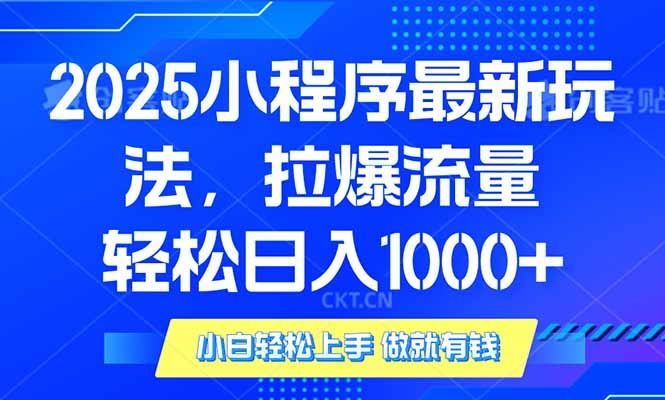 2025年小程序最新玩法，流量直接拉爆，单日稳定变现1000+-课程网