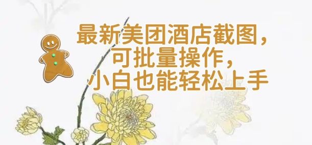 最新美团酒店截图,可批量操作,小白也能轻松上手-课程网