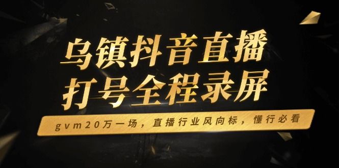 乌镇抖音直播打号全程录屏，gvm20万一场-课程网