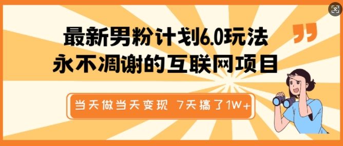 最新男粉计划6.0玩法，永不凋谢的互联网项目-课程网