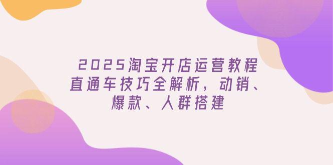 2025淘宝开店运营教程,直通车技巧全解析,动销、爆款、人群搭建-课程网