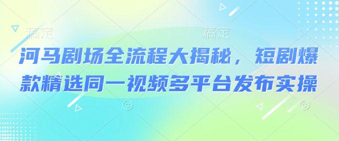 河马剧场全流程大揭秘,短剧爆款精选同一视频多平台发布实操-课程网
