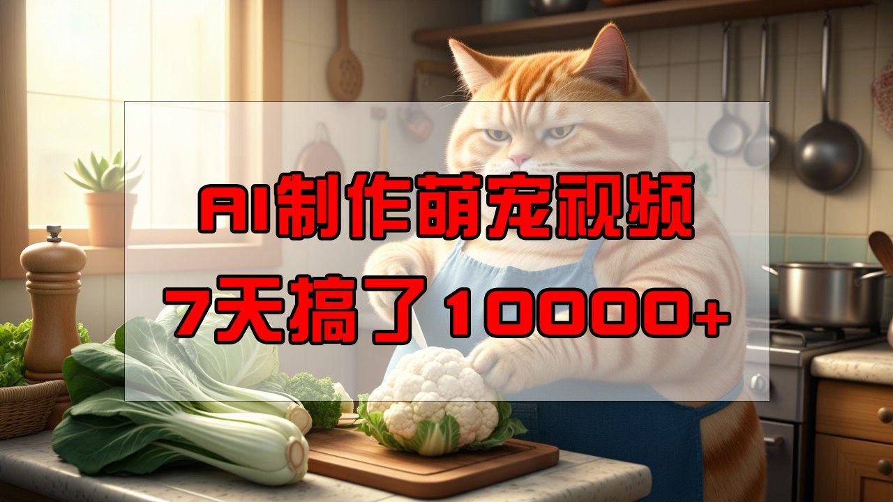 靠AI制作萌宠视频，7天搞了1万+，操作简单门槛低，有手机就行-课程网