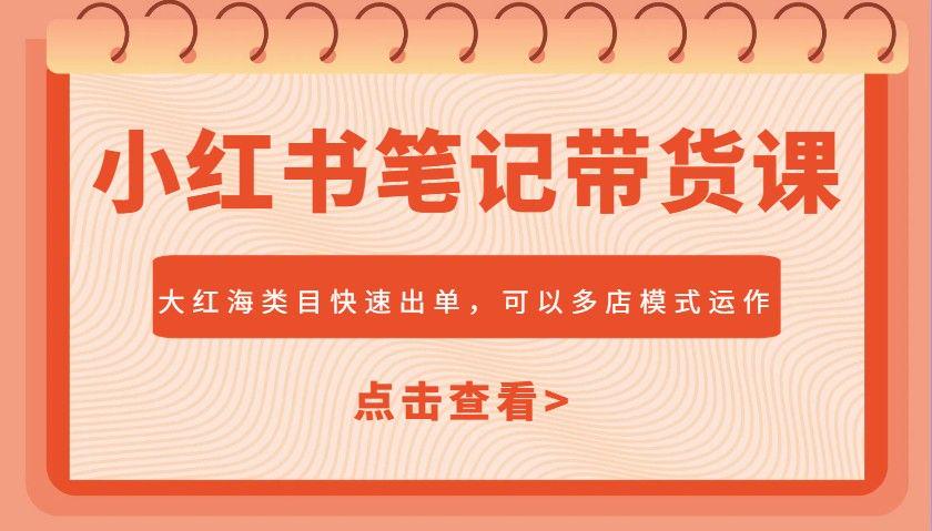 小红书笔记带货课,大红海类目快速出单,市场大,多店模式运作-课程网