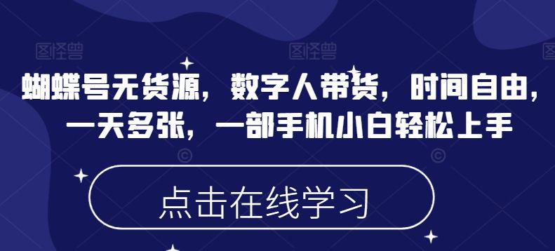 蝴蝶号无货源，数字人带货，时间自由，一天多张小白轻松上手-课程网