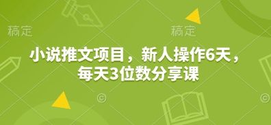 小说推文项目,新人操作6天,每天3位数分享课-课程网