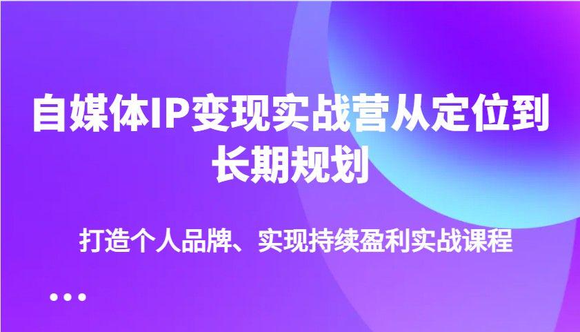 自媒体IP变现实战营从定位到长期规划,打造个人品牌、实现盈利-课程网
