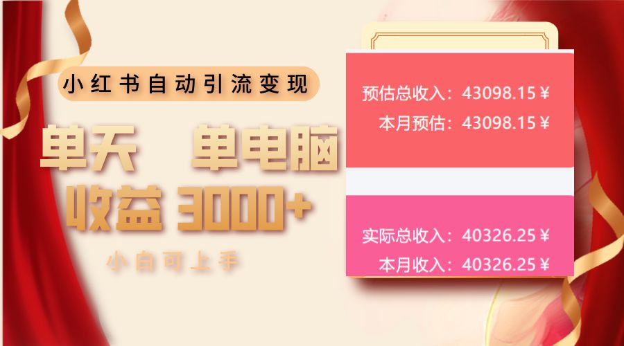 小红书自动引流变现 单天单电脑收益3000+ 小白可上手-课程网