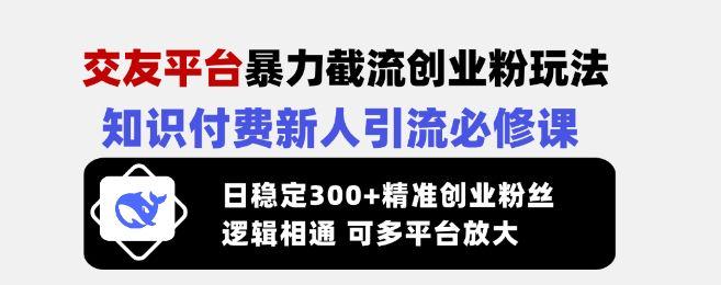 交友平台暴力截流创业粉玩法,日稳定300+精准创业粉丝-课程网