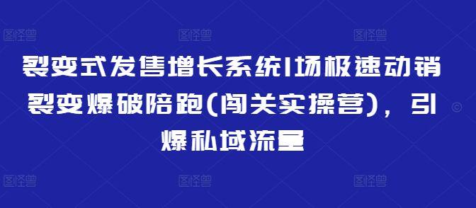 裂变式发售增长系统1场极速动销裂变爆破陪跑,引爆私域流量-课程网